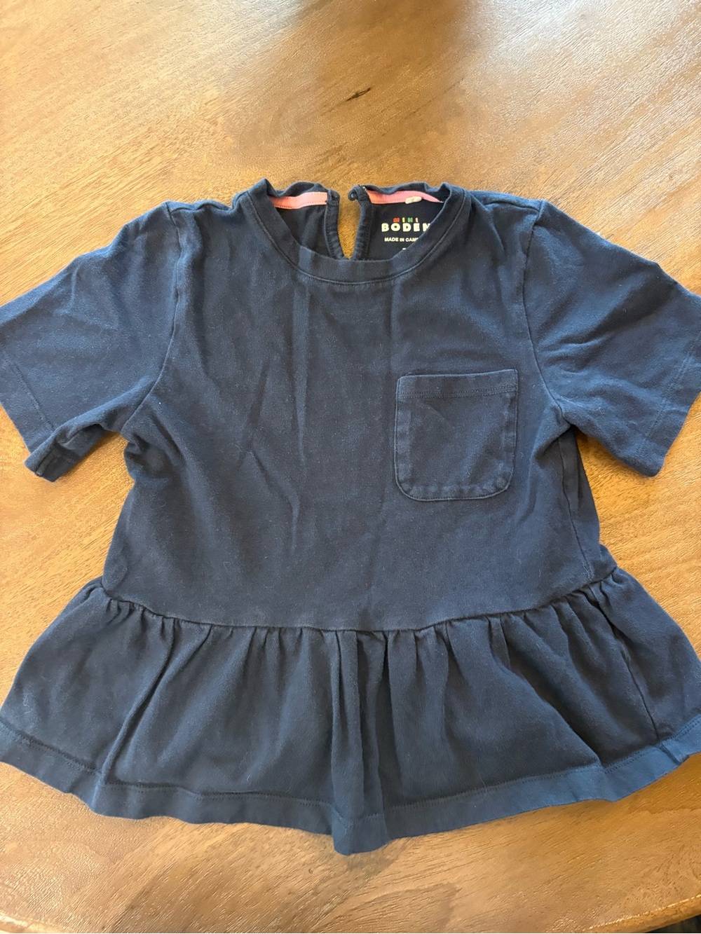 Mini Boden Navy Peplum Pocket Tee for Kids